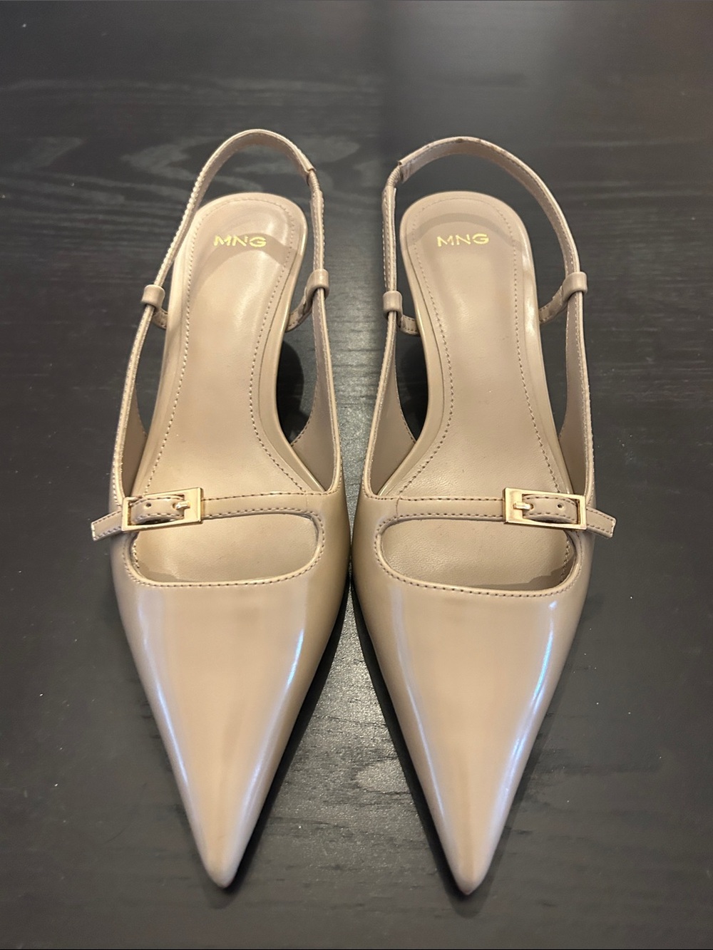 Mango Women's Pointed Slingback kitten heel Pumps in Nude - Picture 1 of 3